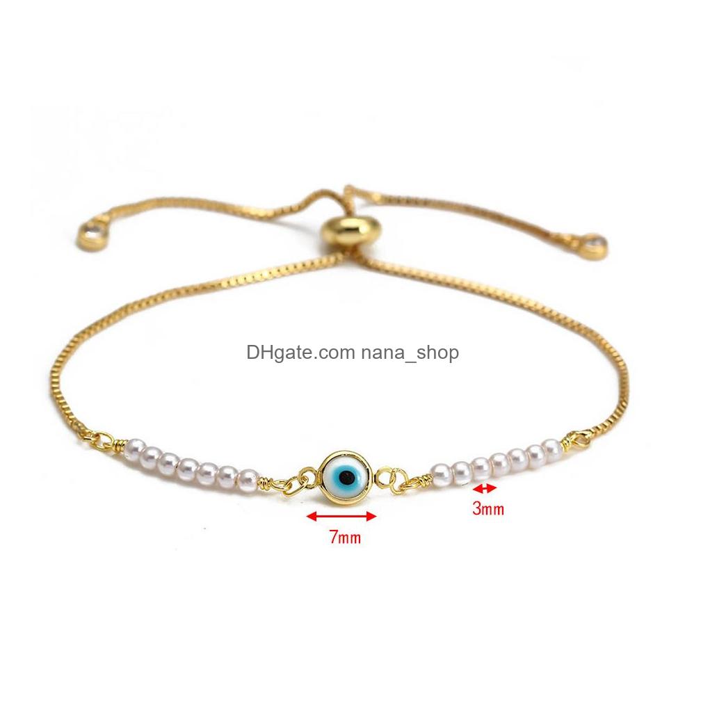 Chain Trendy Evil Eye Link Bracelet For Women Girls Beach Simple Gold Charm Bracelets Turkish Jewelry Good Luck Protection Mothers D Dhtwc