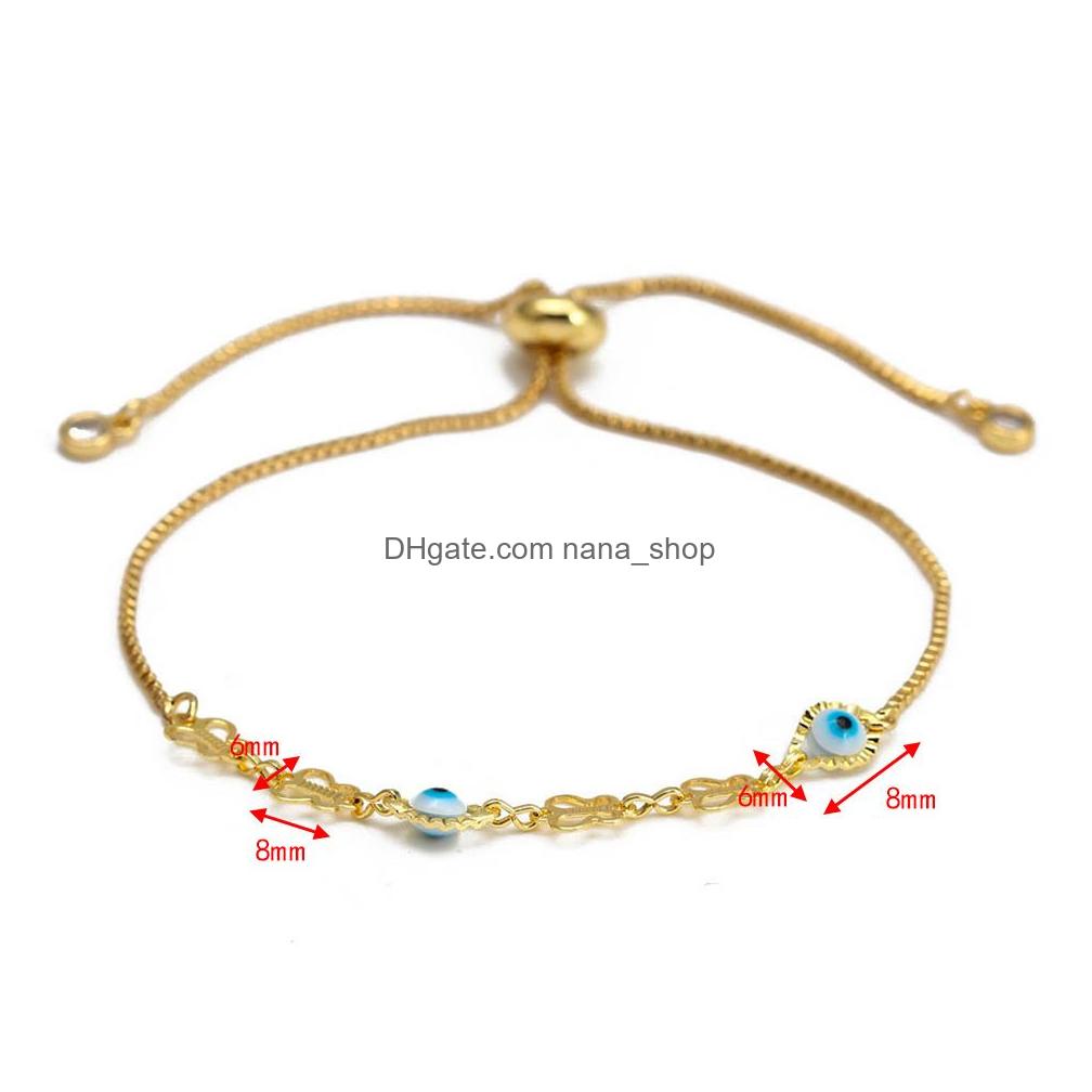 Chain Trendy Evil Eye Link Bracelet For Women Girls Beach Simple Gold Charm Bracelets Turkish Jewelry Good Luck Protection Mothers D Dhtwc