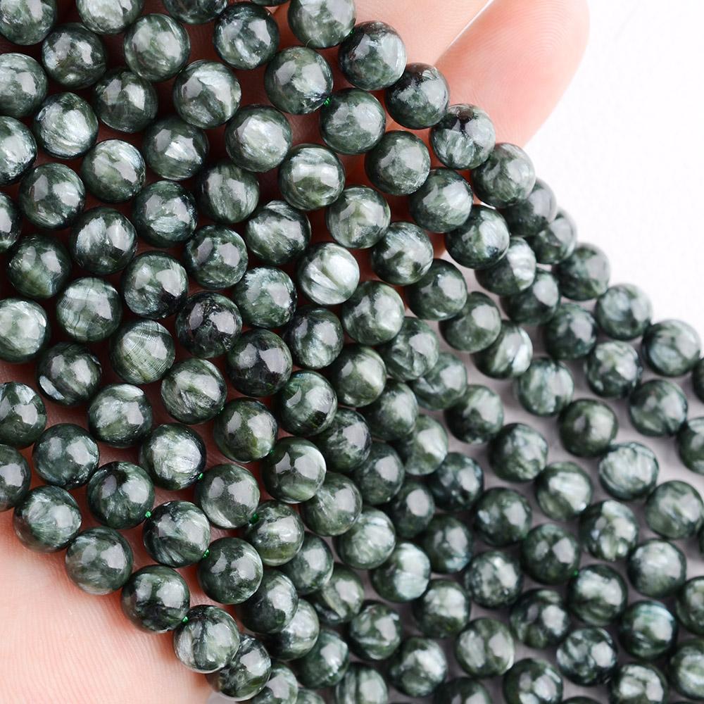 Kralen 6mm 14mm Natuurlijke Echte Groene Serafiniet steen losse kralen voor sieraden ontwerp DIY