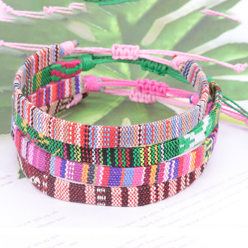 Rainbow Feet Chain Cotton Hemp Woven Armband Bohemian Resort Beach Armband Fashion Accessories