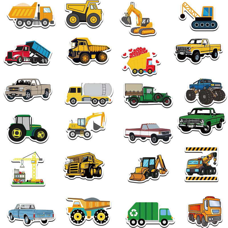 Mühendislik Aracı Stickers Mühendislik Araç Exkavator Forklift Balast Kamyon Graffiti Çocuk Oyuncak Kaykay Araba Motosiklet Bisiklet Sticker