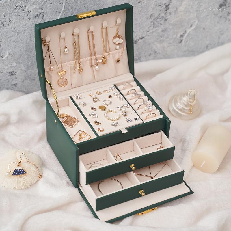 Jewelry Pouches Organizer Portable Necklace Earrings Rings Box Packaging PU Leather Storage Joyeros Organizador De Joyas