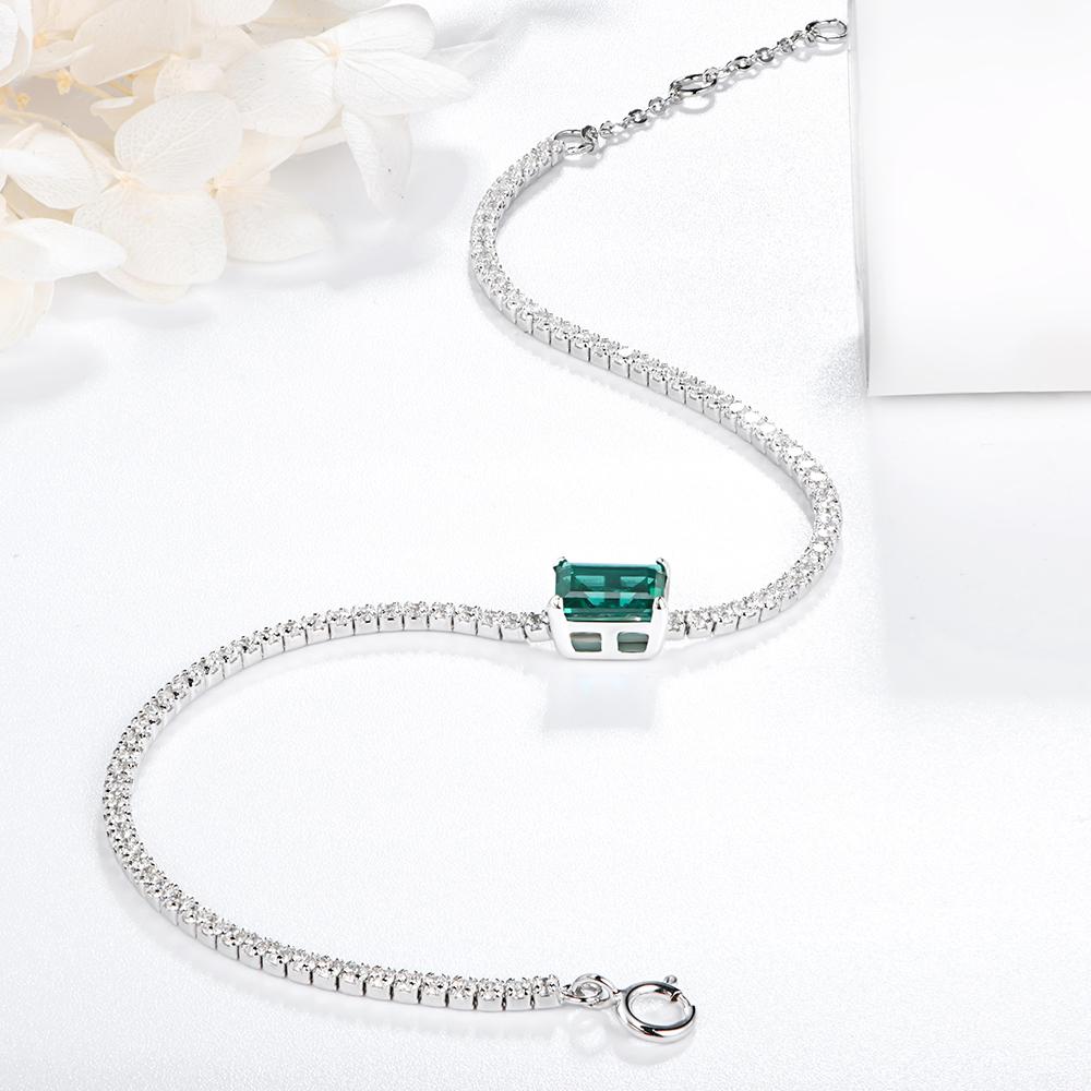 Armbanden attagems 925 Sterling Silver Moissanite Diamond Emerald Gemstone Bangle Charm Charm Wedding Tennis Armband Fine SMEEXKE POCESION