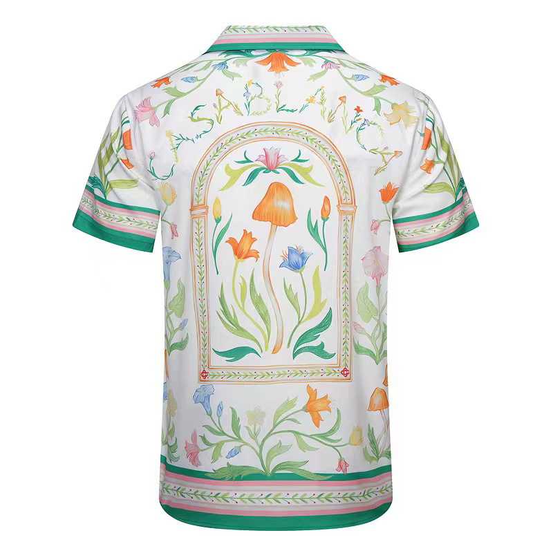 المصمم رجال قمصان رجالي غير رسمية القمصان الصيفية Polos الرقبة قصيرة الأكمام الزر القطن الزر هاواي على طراز Seaside رجل زهرة