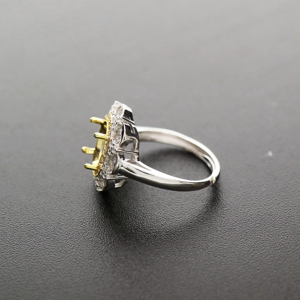 Componenten Ovale ring van meerdere maten goud zilver Edelstenen CZ steen massief 925 sterling zilver verstelbare tandringinstellingen DIY benodigdheden 1226005