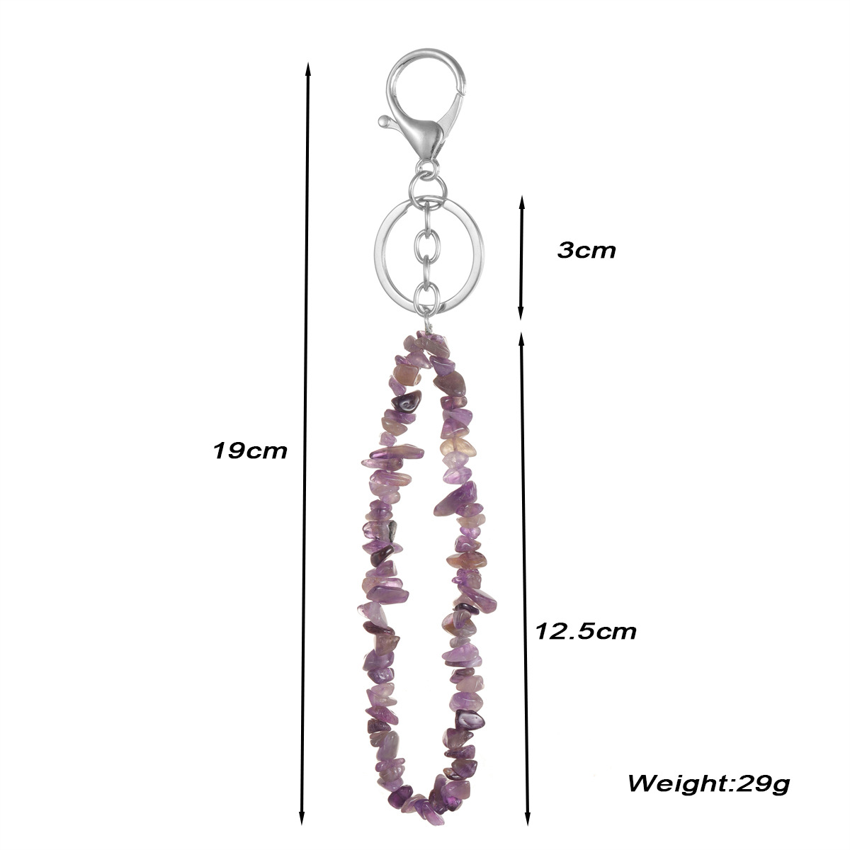 Portachiavi in pietra naturale di moda Chip Perline Pepite Fluorite Ametista Cristallo rosa Quarzo Portachiavi Borsa Car Hanging Charms