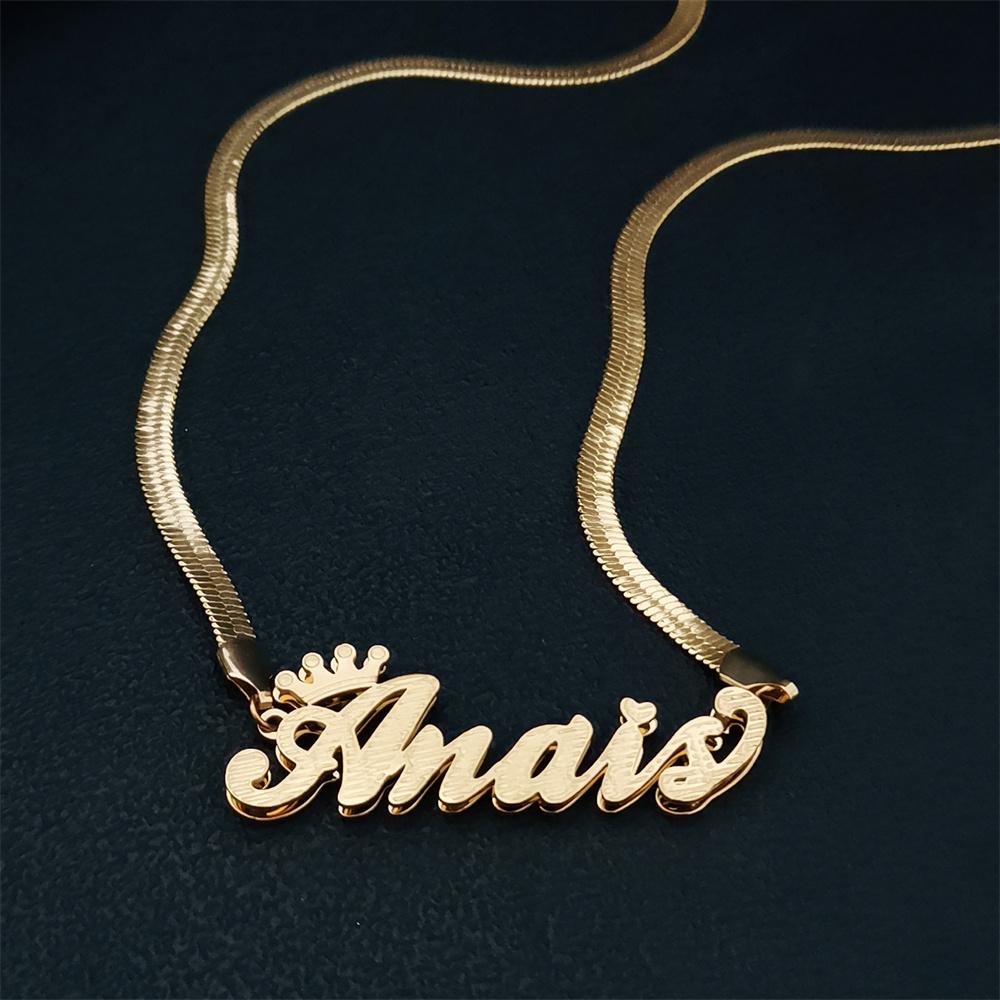 Halsband Anpassade namn Halsband 3D DoubleLayer Pendant Gold rostfritt stål Snake Chian Halsband för tjej Chocker Kvinnsmycken gåvor