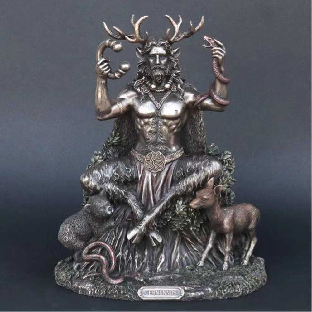 Nouveauté Articles Cernunnos Cornu Animal Dieu Sculpture Résine Paysage Underworld Figurine Statue Home Office Boutique Décoration Ornement G230520