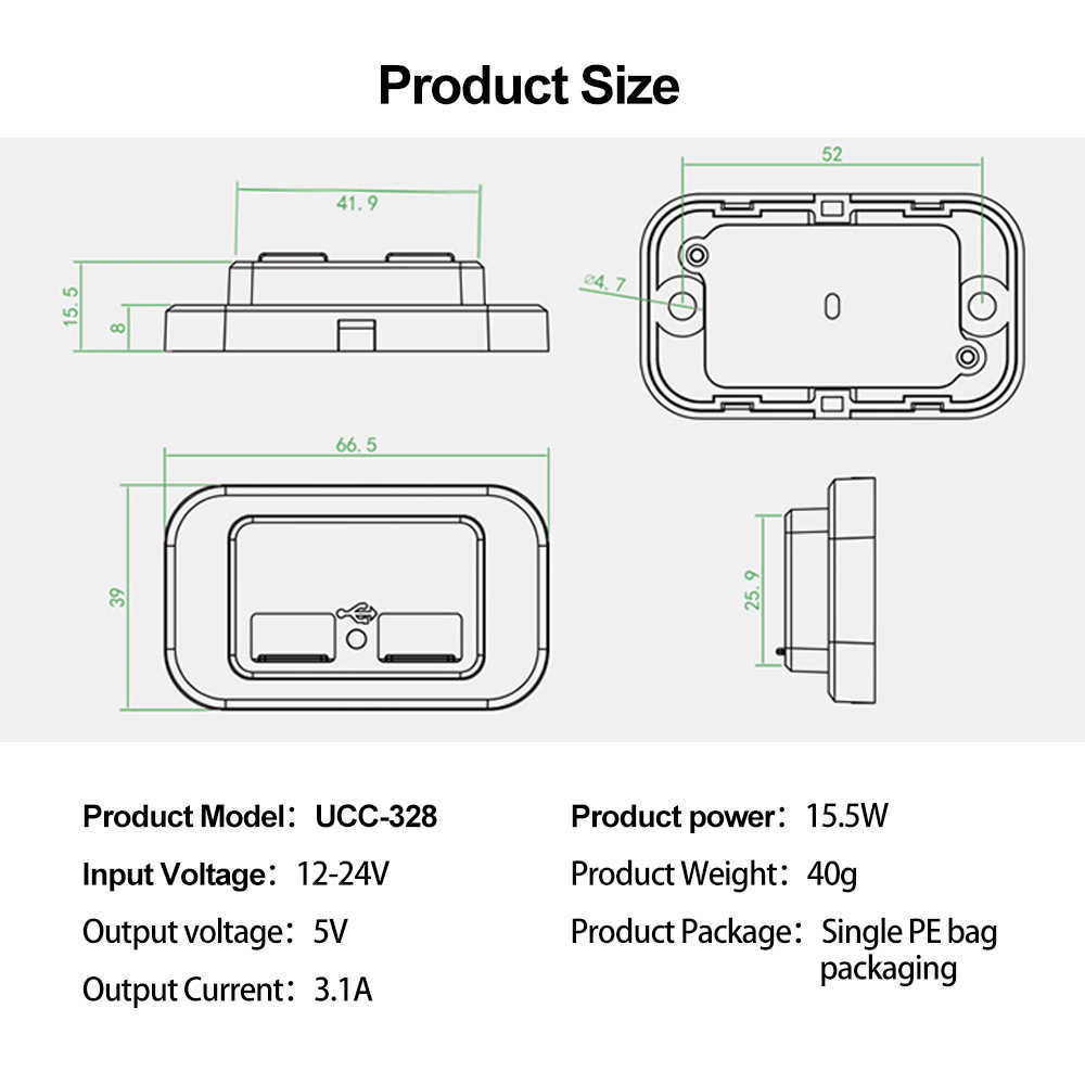 Novo soquete de carregador de carro USB PD QC3.0 12V 24V para motocicleta Auto Caminhão ATV RV RV BUS