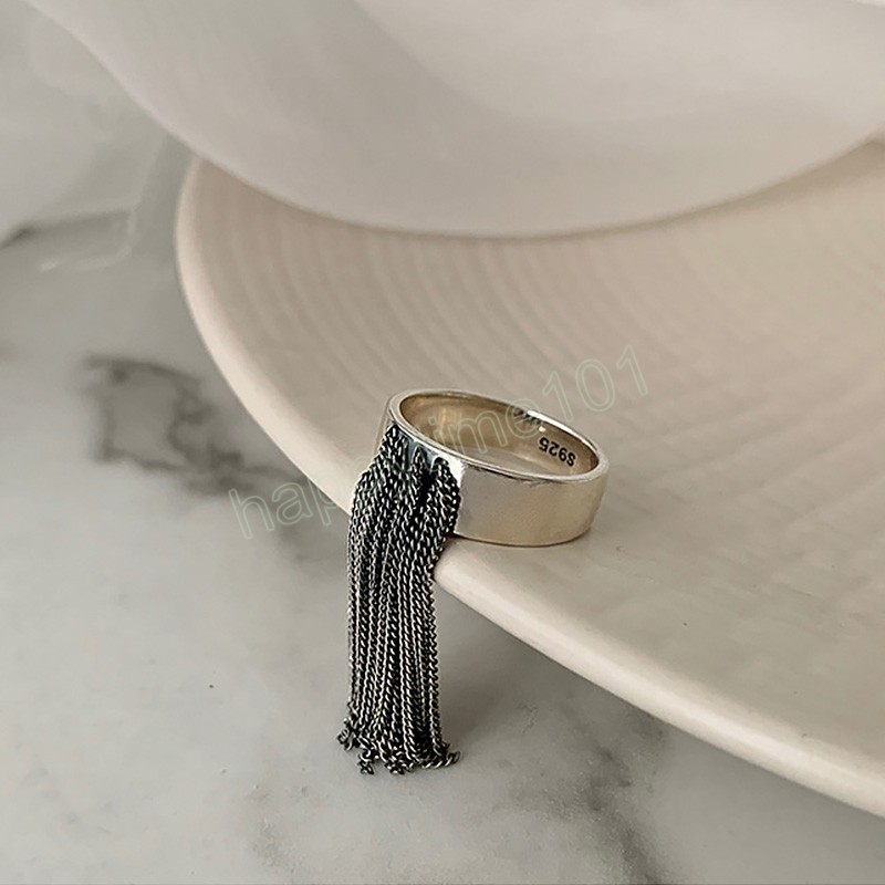 Vintage frędzle pierścień dla kobiet dziewczyna moda srebrny kolor palców indeksowy pierścionki otwierające osobowość modne metalowe prezenty biżuterii