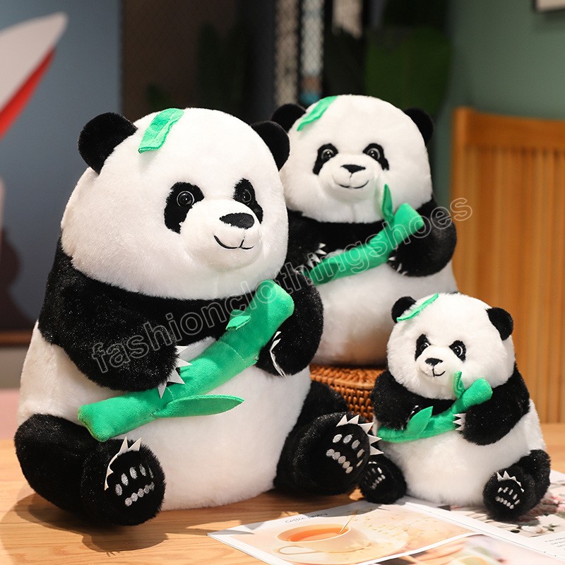 Jouet Panda en peluche créatif Panda Kawaii avec tasse à thé à bulles/bambou/fleur peluche poupée jouets pour enfants bébé Kawaii cadeaux