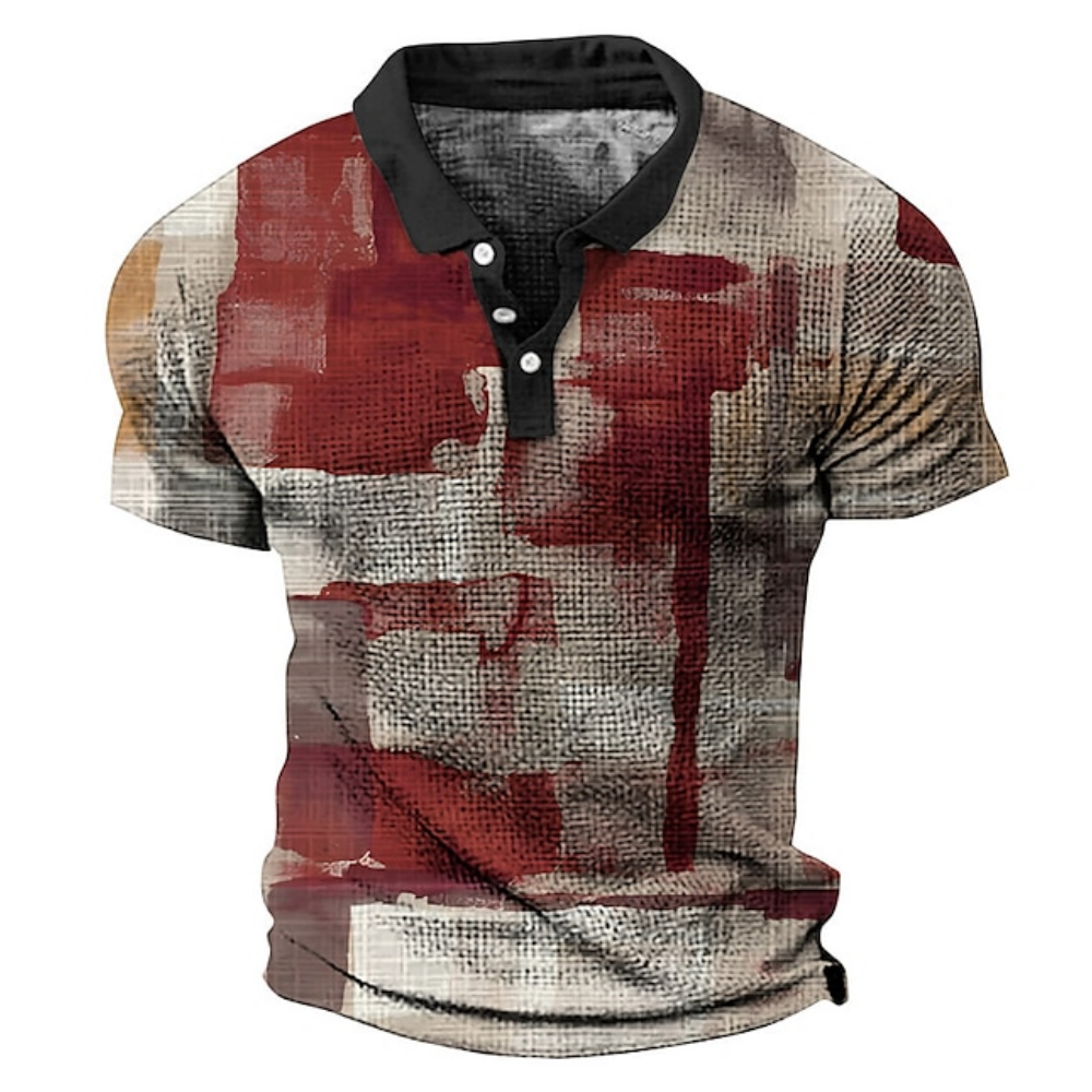 Plaid Mens Polo Shirt Business Kort ärm T -shirt mesh andningsbara lapel toppar Tees Summer T Shirt för mankläder