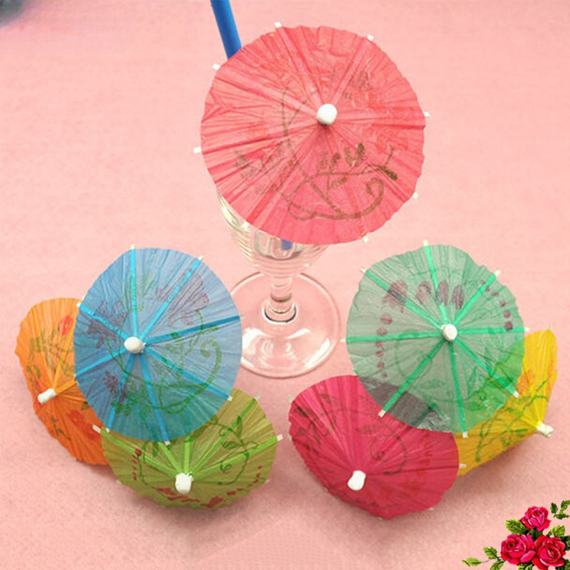 200st Creative Paper Paraply Cake Topper Picks Cocktail Parasols Drinks Picks Party Favors Birthday/Wedding Decoration 5Z