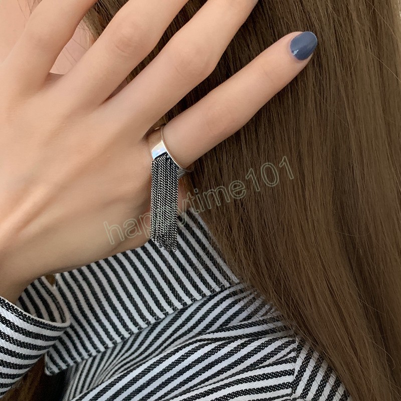Vintage frędzle pierścień dla kobiet dziewczyna moda srebrny kolor palców indeksowy pierścionki otwierające osobowość modne metalowe prezenty biżuterii