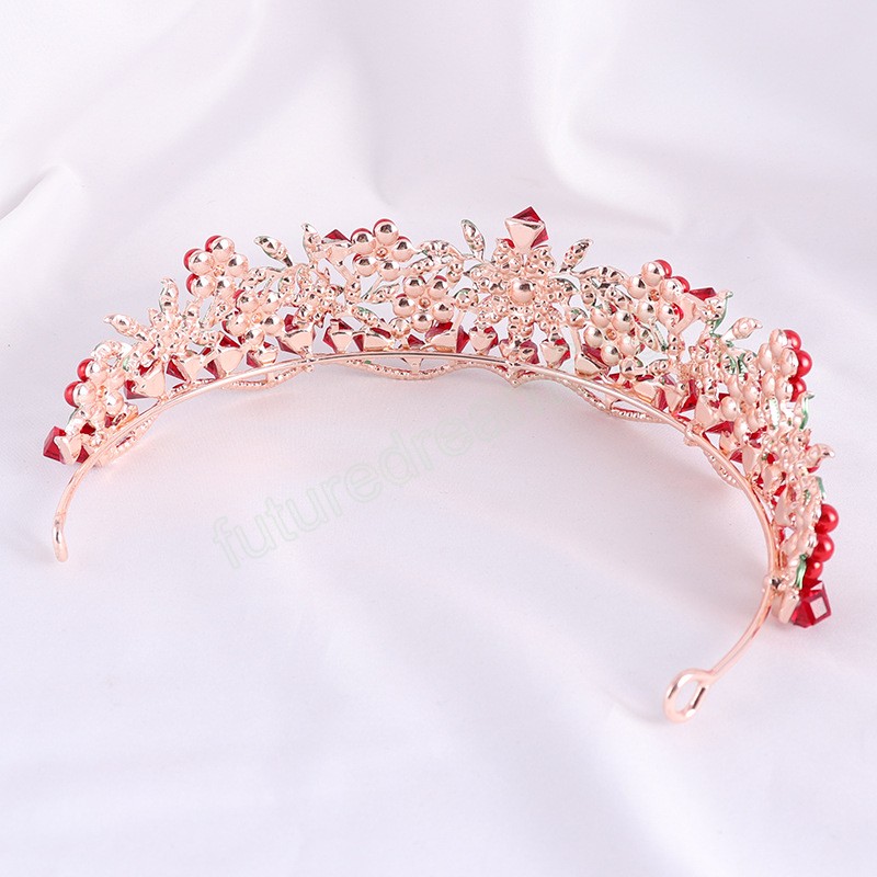 Vintage Square Crystal Pearl Crowns for Women Rhinestone Leaf Wedding Tiara Hair Accessories Queen Costume Halloween Gift