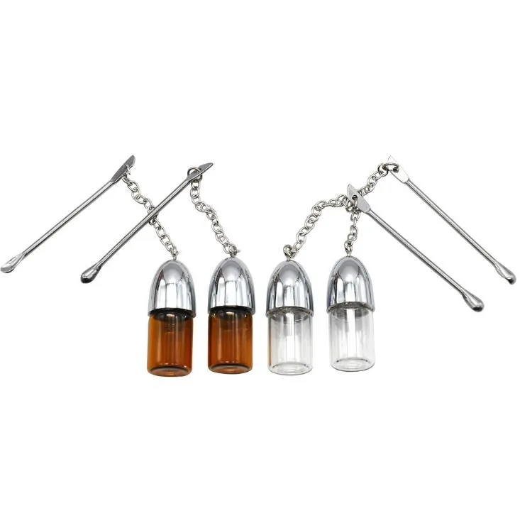 3 verschillende grootte glazen fles zilver helderbruine snuff pil doos flessen flesjes metalen lepel snuffs snorter dh977