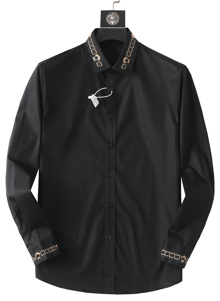 2023 Haftowa wiosenna czarna koszula Męskie starsze sens luksusowy sens luksusowy duży rozmiar swobodnej koszuli High-end Tide Cal calowa koszula
