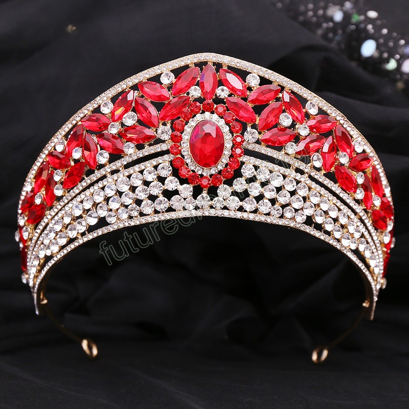 Luxury Big Rhinestone Oval Bridal Tiaras Crown Baroque Crystal Headbands Women Wedding Hair Accessories