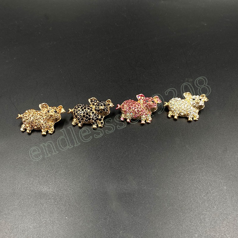 Mode Rosa Schwein Tier Broschen Für Frauen Strass Nette Pins Shinny Kristall Broschen Für Mädchen Kleid Brosche Pins Schmuck