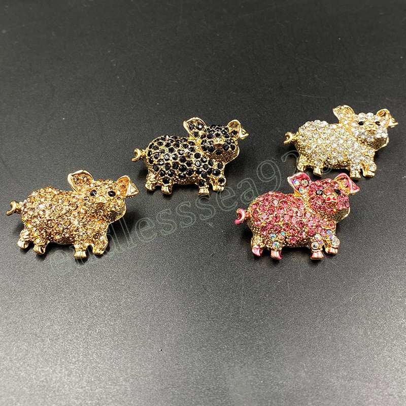 Mode Rosa Schwein Tier Broschen Für Frauen Strass Nette Pins Shinny Kristall Broschen Für Mädchen Kleid Brosche Pins Schmuck