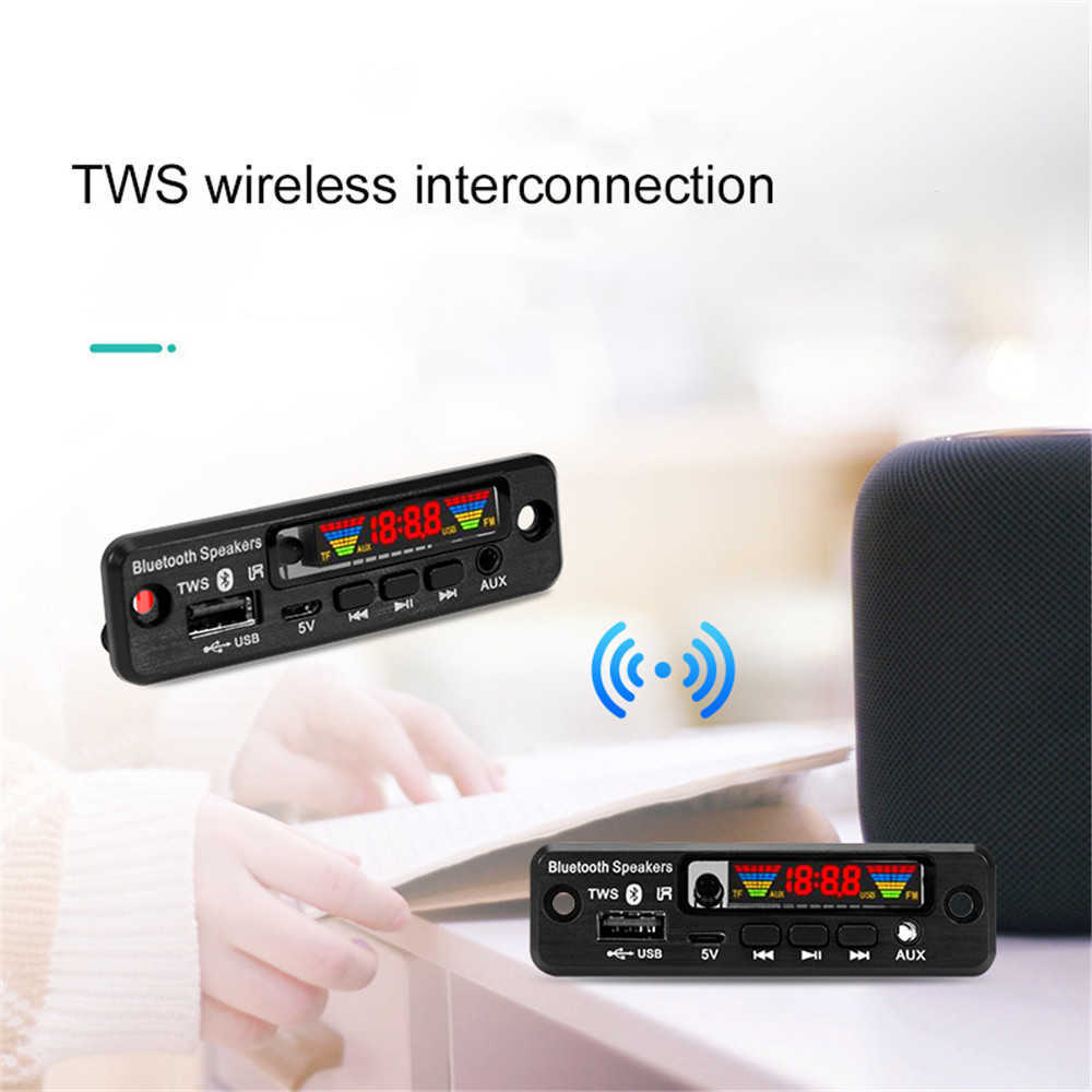 Auto NIEUW NIEUW 5V Wireless TWS Bluetooth 5.0 Handsfree Car Kit Ape/MP3 Decoder Decoder Board FM Radio TF USB 3.5mm Aux Audio Mp3 -speler
