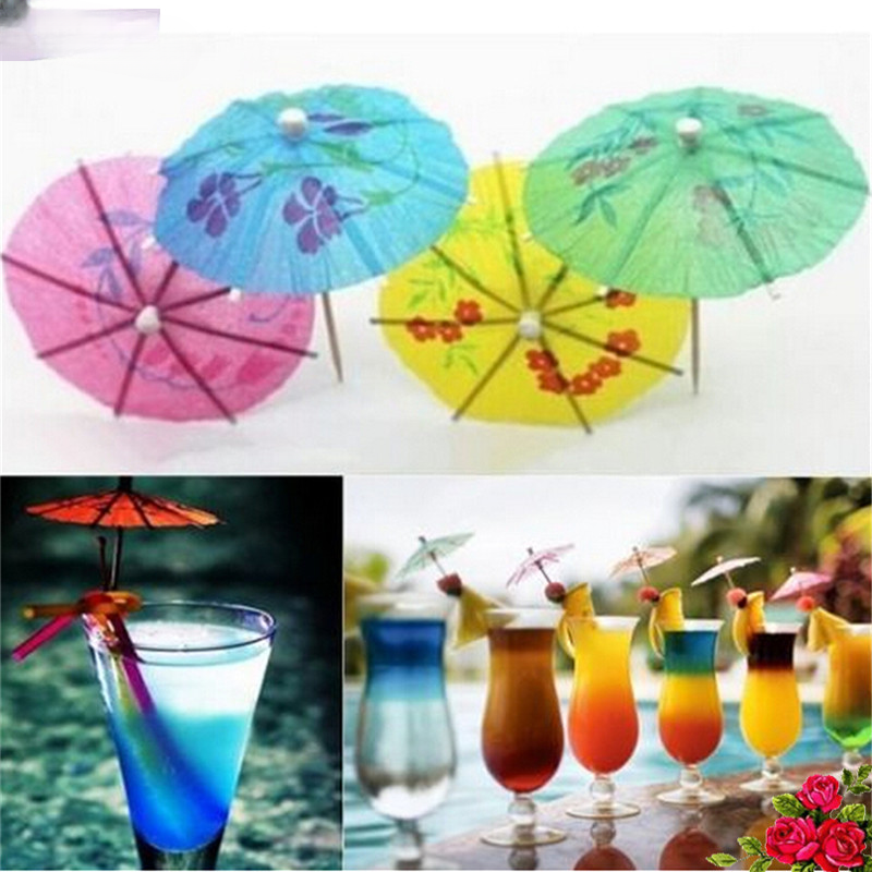 200st Creative Paper Paraply Cake Topper Picks Cocktail Parasols Drinks Picks Party Favors Birthday/Wedding Decoration 5Z