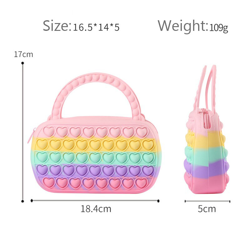 Silicone sac à main enfants unique épaule diagonale paquet décompression jouet bulles porte-monnaie