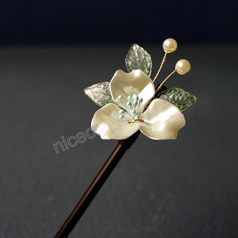 Chinese Hanfu Hair Stick Forks For Women Beaded Flower Hairpin Chopsticks Fairy Pearl Crystal Headpiece Girls Party Hair Jewelry