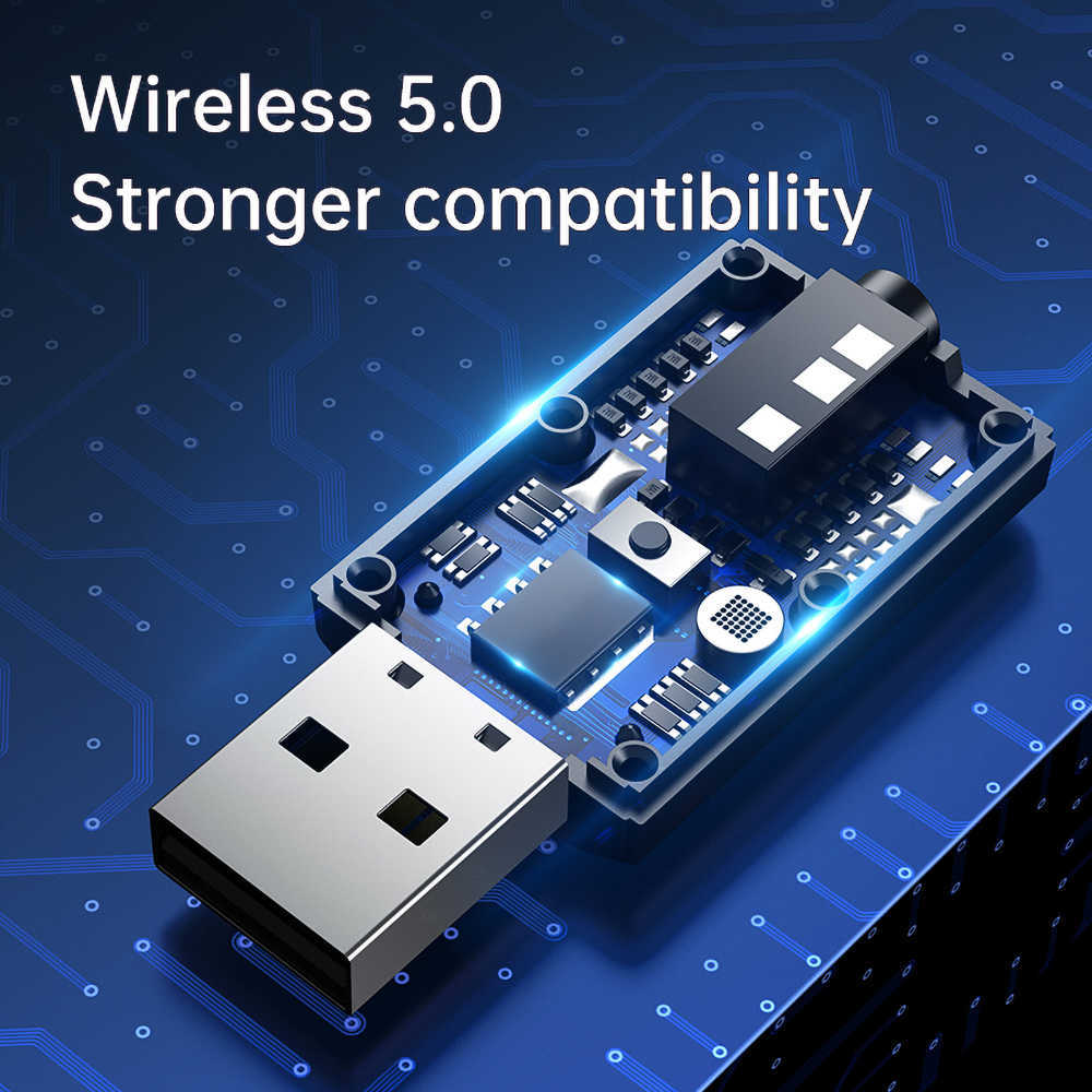 Nowe mini adaptery HandsFree Bluetooth 5.0 3,5 mm 2 w 1 Aux Audio Adapter Zestaw do odbiornika Adaptera do PC TV Greleger