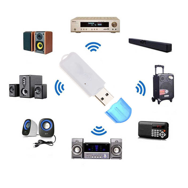 New Car Wireless Bluetooth v5.0 USBオーディオアダプターMP3音楽レシーバーAUXホームスピーカー用ステレオPCハンズフリーコール携帯電話