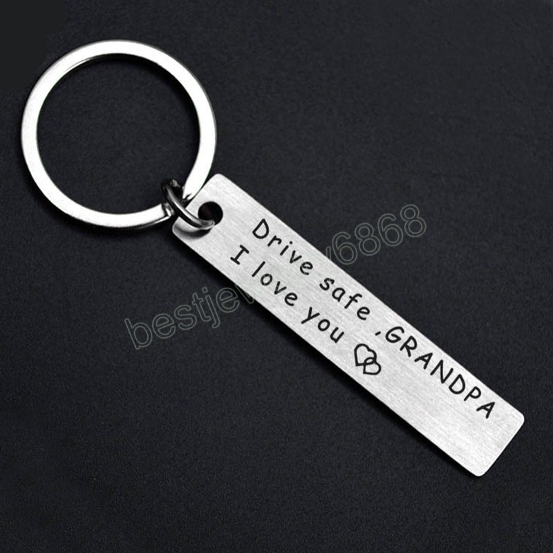 Stainless Steel Drive Safe Keychain Dad Mom Brother Sister Grandpa Grandma Uncle Aunt Family Gift New Driver Keyring Jewelry