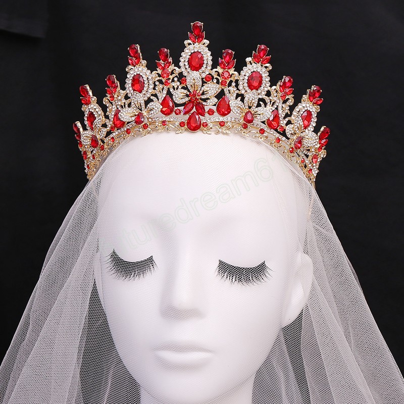 Flower Crystal Crowns for Women Wedding Bridal Tiara Vintage Huwelijk Queen Festival Bruid Haaraccessoires