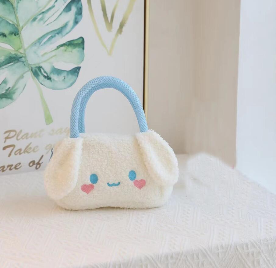 Ins Kawaii Fluffy Cinnamoroll Kuromi Peluche Sac À Main Fille Mignon Doux Accessoires Sac Filles Cadeau D'anniversaire 5 Couleurs