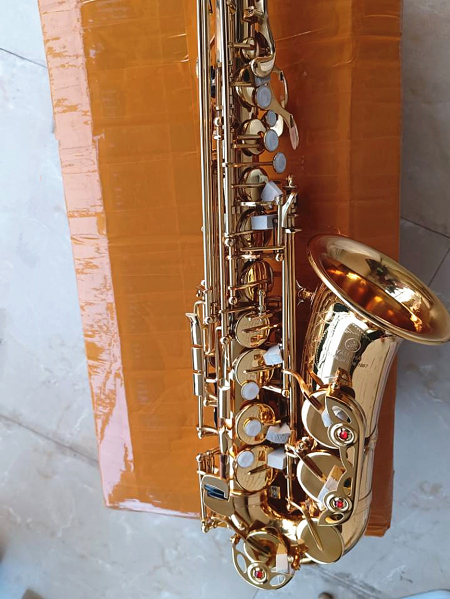 Beste kwaliteit gouden altsaxofoon yas 62 Japan merk alto sax e-flat muziekinstrument met mondstuk professional