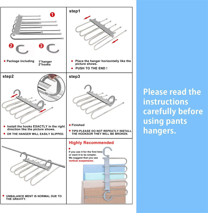 5 in 1 Multi Functional Clothes Hangers Pant Storage Cloth Rack Trousers Hanging Shelf Non-slip Clothing Organizer Storage Rack Fast Ship