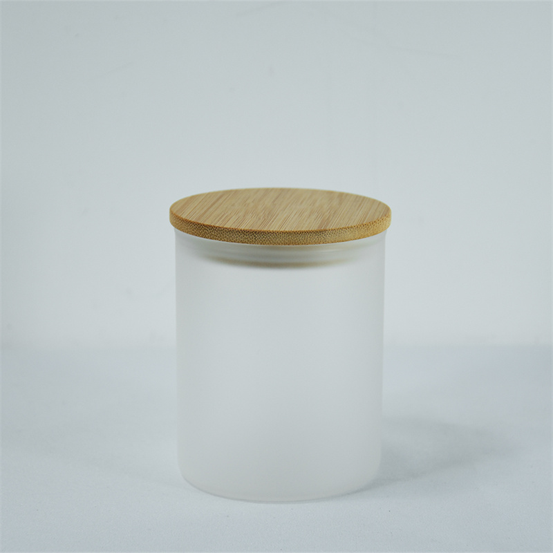 USA Warehouse 10 unz sublimacja ślepy szklane świece Jar Frosted Glass Beer Mubs do robienia świec Candle Pojemniki z pokrywkami bambusa