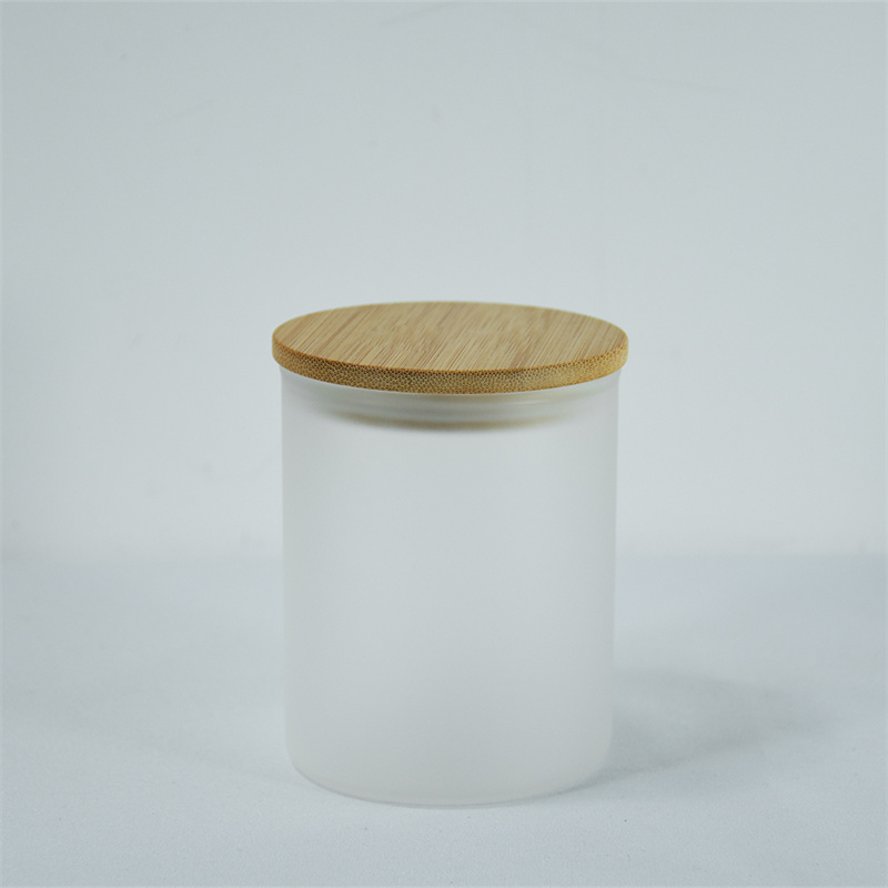 USA Warehouse 10oz Sublimazione Blanks Vaso di candela di vetro Boccali di birra in vetro smerigliato fare candele Contenitori di candele con coperchi di bambù