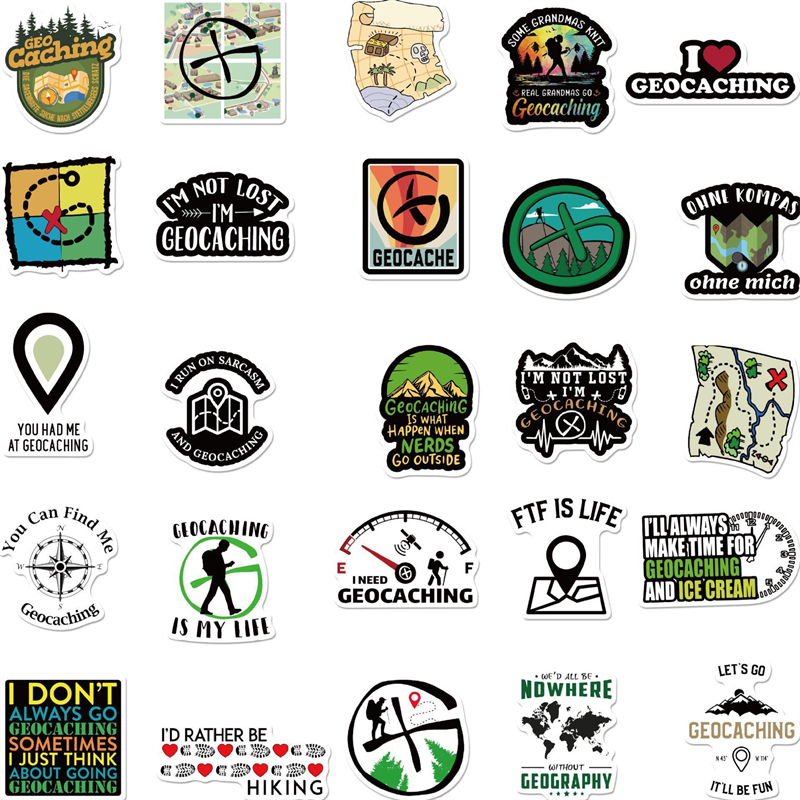 50 stks Geocaching Stickers Game FTF Graffiti Kids Toy Skateboard Car Motorcycle Bicycle Sticker Sticker Decals Groothandel