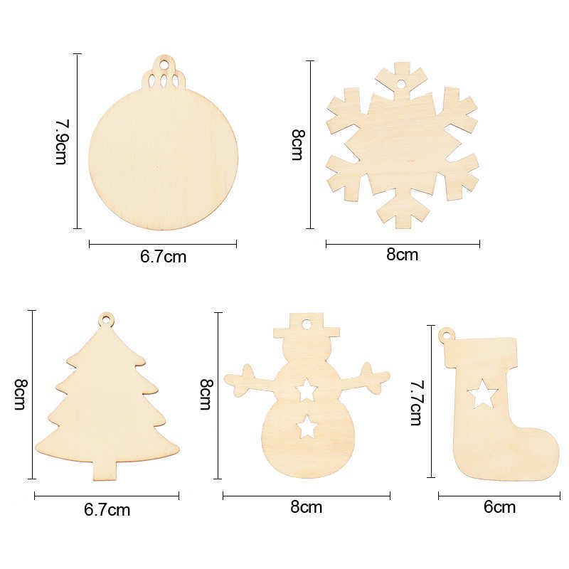 Decorazioni natalizie 10 pezzi Palline di Natale rotonde in legno Tag Albero di Natale Palline appese Decorazione Bambini Ornamenti artigianali fai da te Navidad Capodanno