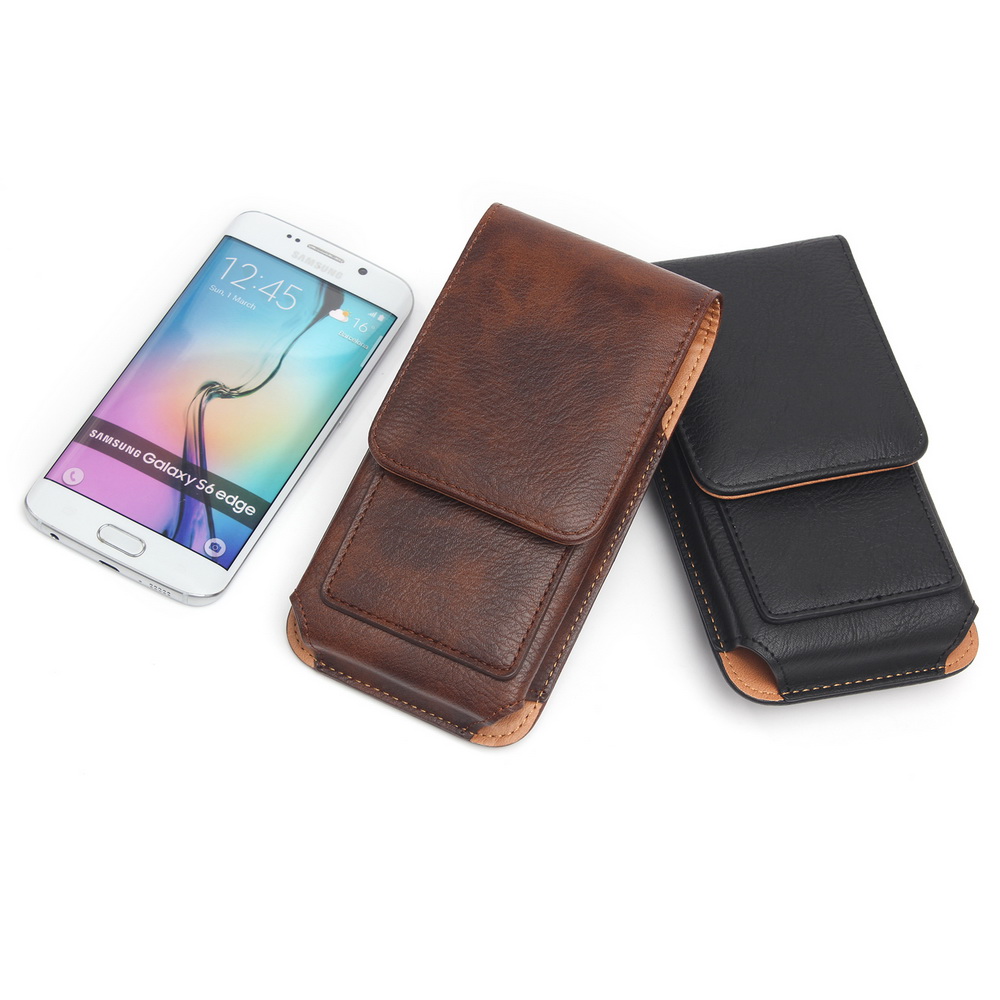 Phone Holster Cases Leather Vertical Belt Clip 4.7-6.3Inch Pouch Waist Bag With Card Slots Holder For IPhone 15 14 Samsung S23