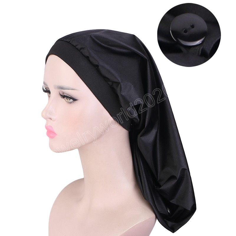 Réutilisable Étanche Satin Bonnet De Douche Serviette De Bain Sommeil Chapeaux Pour Femmes Cheveux Longs Naturel Cheveux Bouclés Séchage Rapide Doux Bonnet Turban Chapeau