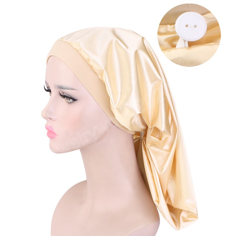 Réutilisable Étanche Satin Bonnet De Douche Serviette De Bain Sommeil Chapeaux Pour Femmes Cheveux Longs Naturel Cheveux Bouclés Séchage Rapide Doux Bonnet Turban Chapeau