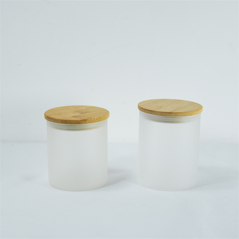 USA Warehouse 10oz Sublimationsrohlinge Glaskerzenglas Milchglas-Bierkrüge zur Herstellung von Kerzen Kerzenbehälter mit Bambusdeckeln