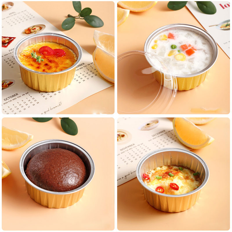 Bowls Aluminum Foil Cups Mini Baking Gold Cupcake Liners Disposable Round Muffin Pans Cooking Birthday Party HZ0019