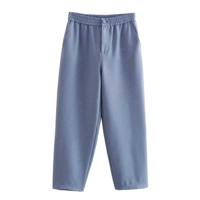 Kadınlar Suits Blazers Yeni Pantolon Seti 2023 Bahar Moda Basit Ofis Ceket Seti Elastik Bel Eşsiz Günlük Kadın Seti P230522