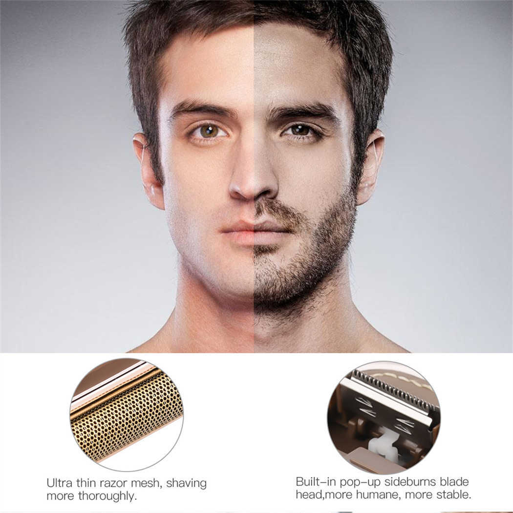 Barbeador elétrico CkeyiN em 1 Barbeador elétrico masculino profissional portátil aparador de barba alternativo à prova d'água recarregável sem fio