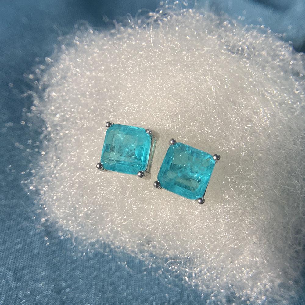 Pendientes Vintage 100% Plata de Ley 925 Paraiba turmalina piedra preciosa piedra natal pendientes tipo tachuelas para mujer joyería fina al por mayor