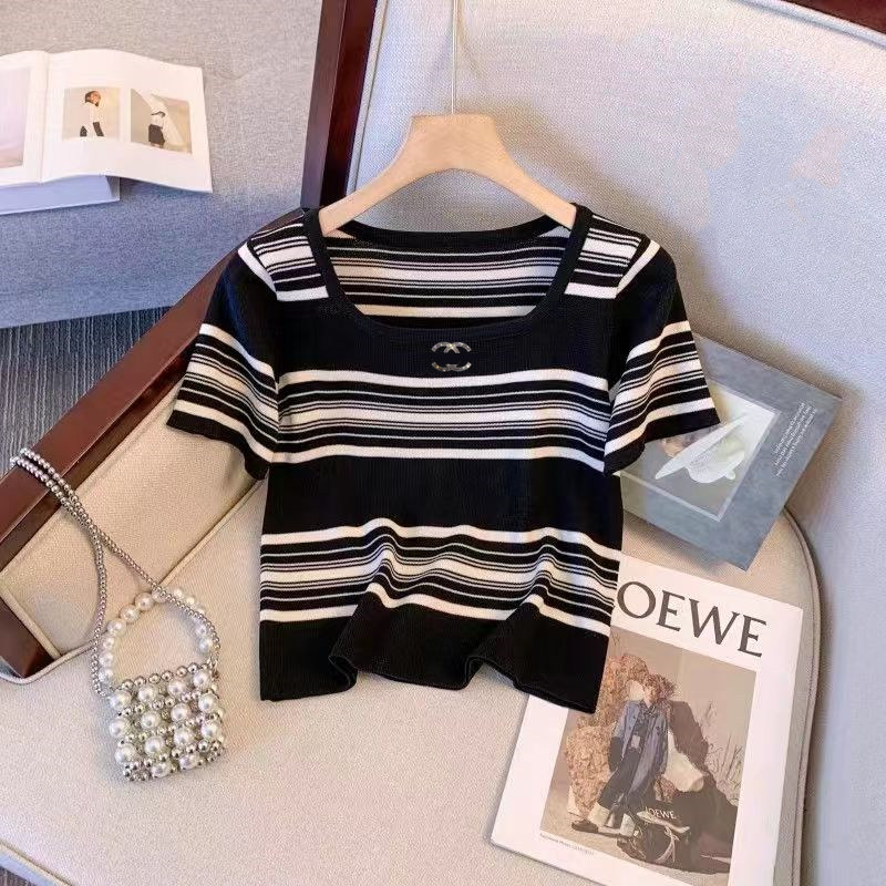Diseñador de prendas de punto para mujer Suéter con incrustaciones de diamantes Ice Frost Silk Smooth Diamond T-shirt Mujer Temperament Diamond Knitwear