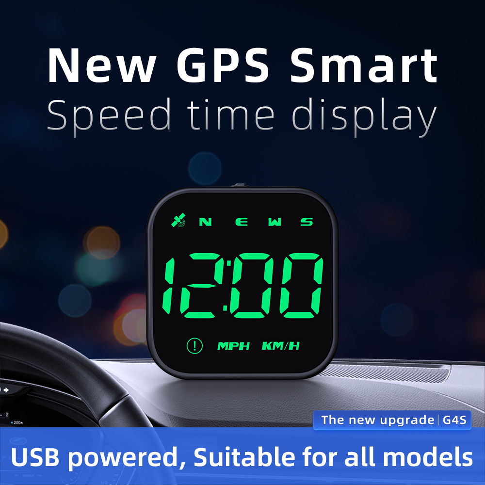 Överhastighetslarm LED HUD CAR HEAD UP DISPLAY G4S Speedometer Trötthet Driving påminnelse med GPS Compass USB Powered 2,5 tum