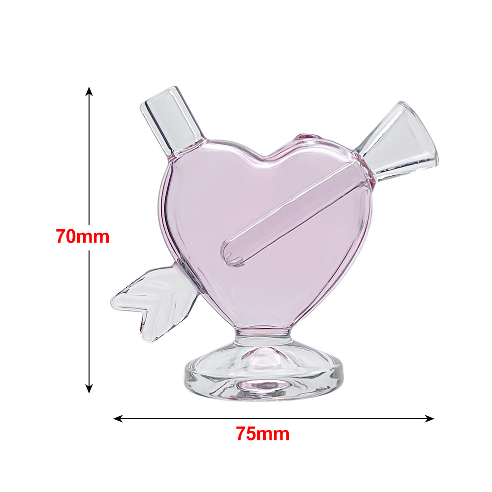 Love Glass Bong Pipa a mano Narghilè Cuore Regalo di San Valentino Dab Rig Blunt Bubbler Recycler Pipa ad acqua Accessorio fumo